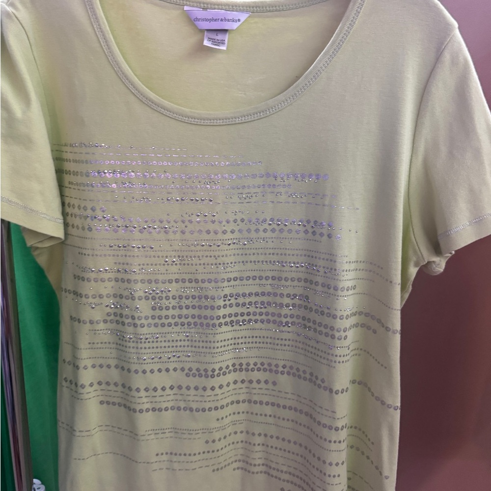 Christopher & Banks Cream Short Sleeve T-Shirt